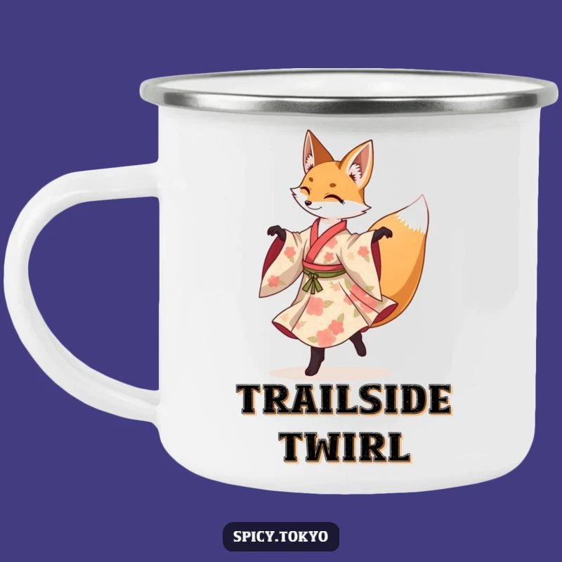 Funny Fox Pirouette Camping Mug: Adventure Fox Kimono Mug Funny Gift