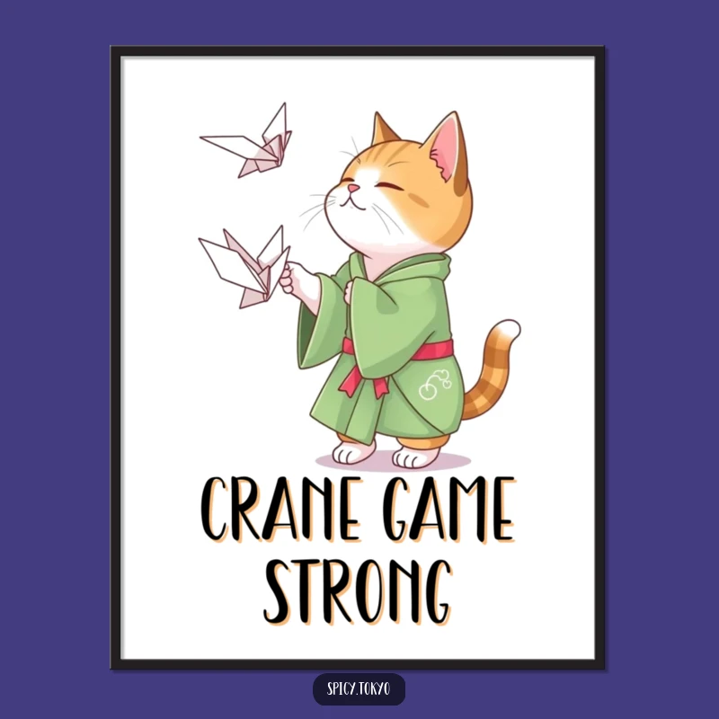 Funny Cat Origami Digital Art: Playful Cat Kimono Print Funny Gift